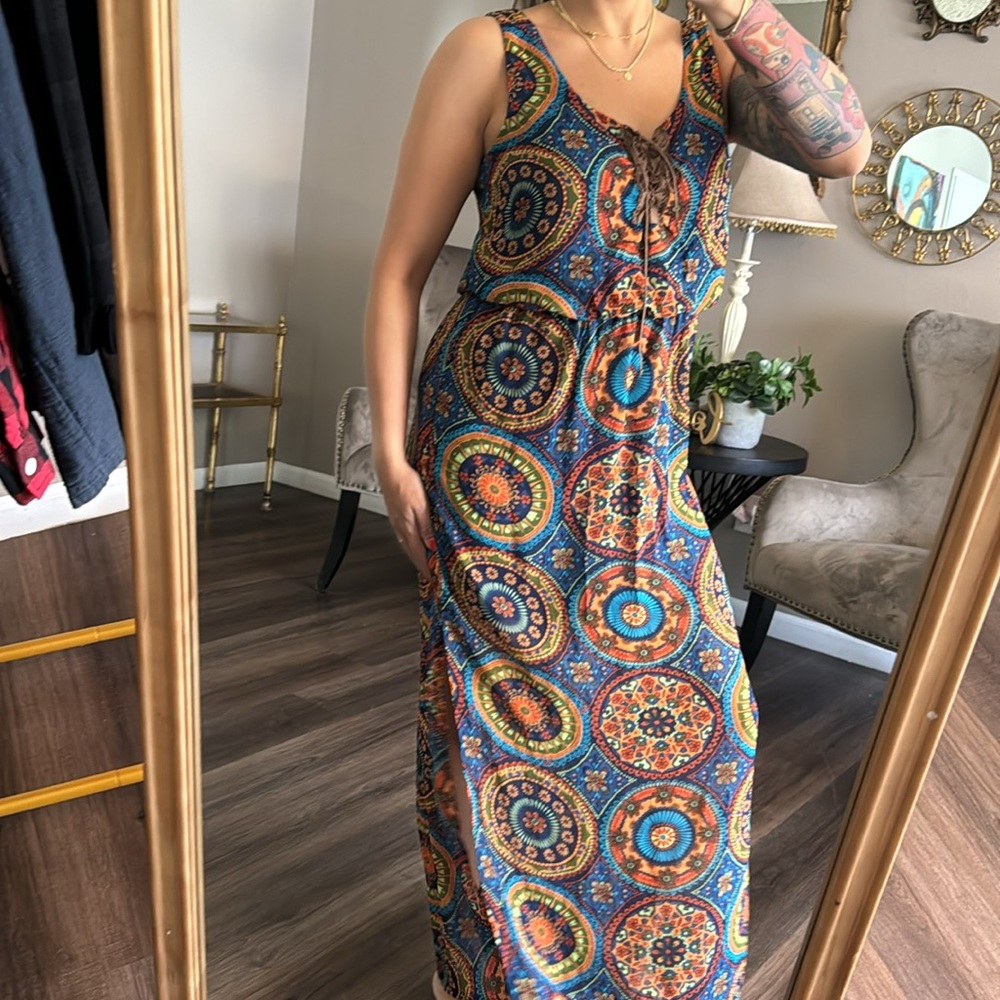 Vintage retro maxi dress | size medium